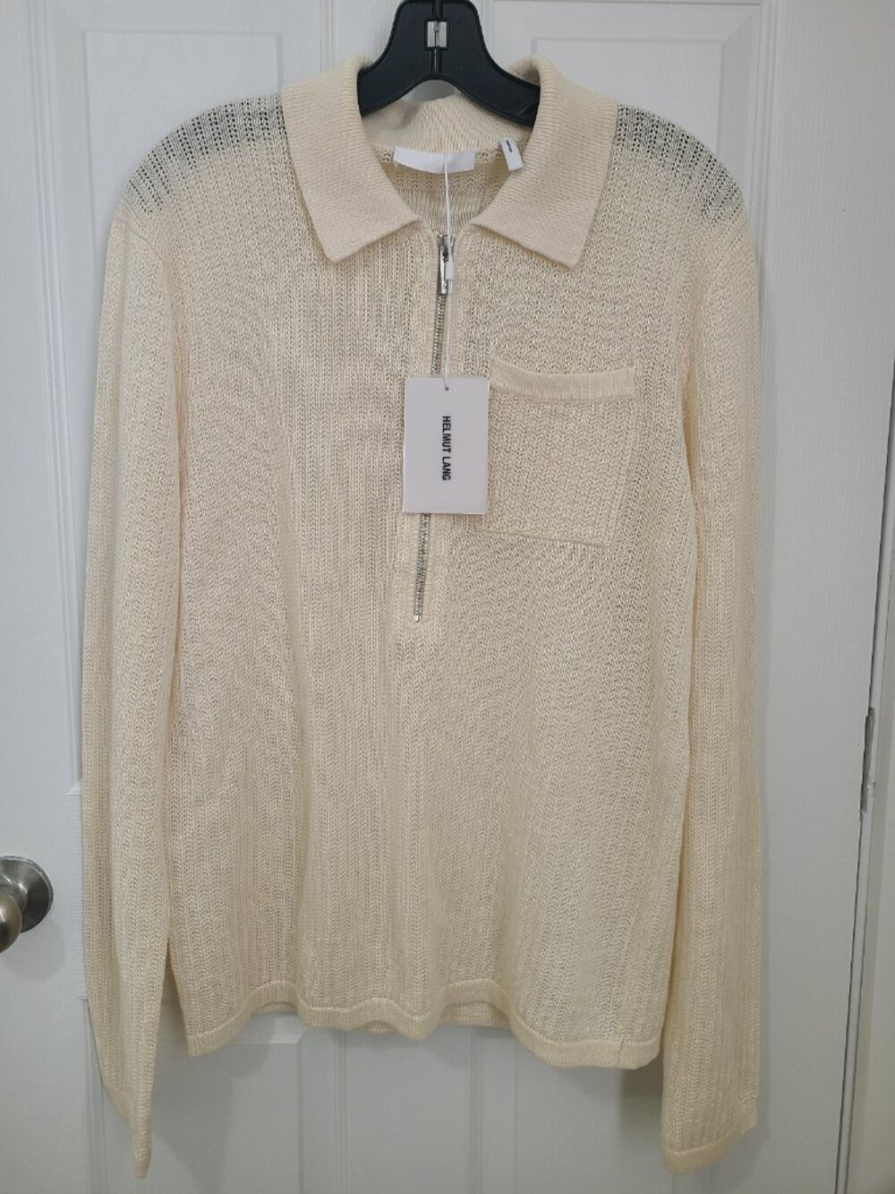 NWT Helmut Lang Long Sleeve Zip Polo Men's size M Ivory